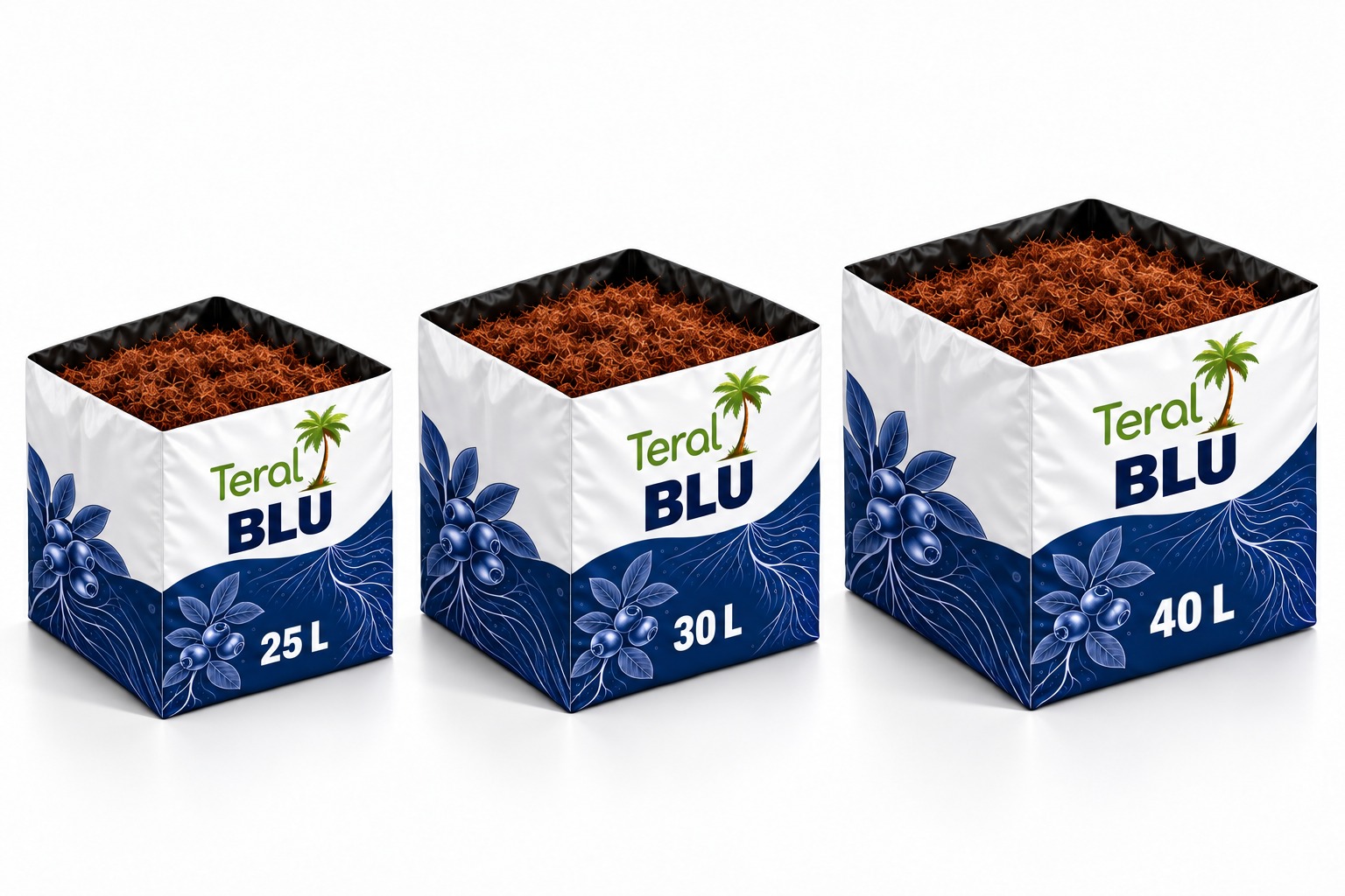Teral BLU blueberry bags: front view