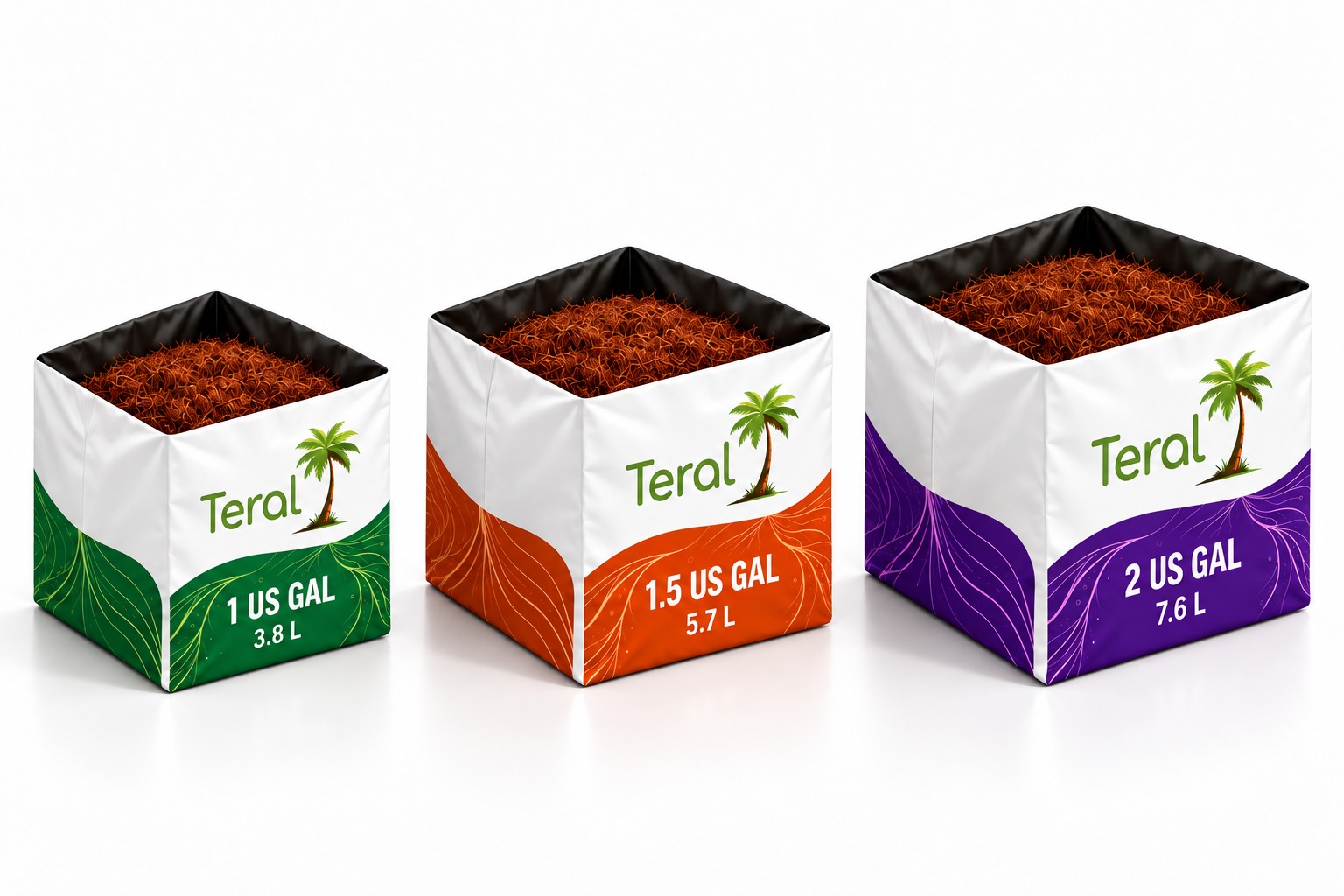 Teral colour-coded open-top bags: front view